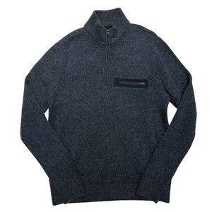 Abercrombie & Fitch Sweater Mens L Blue 1892 Collection Wool Quarter Zip
